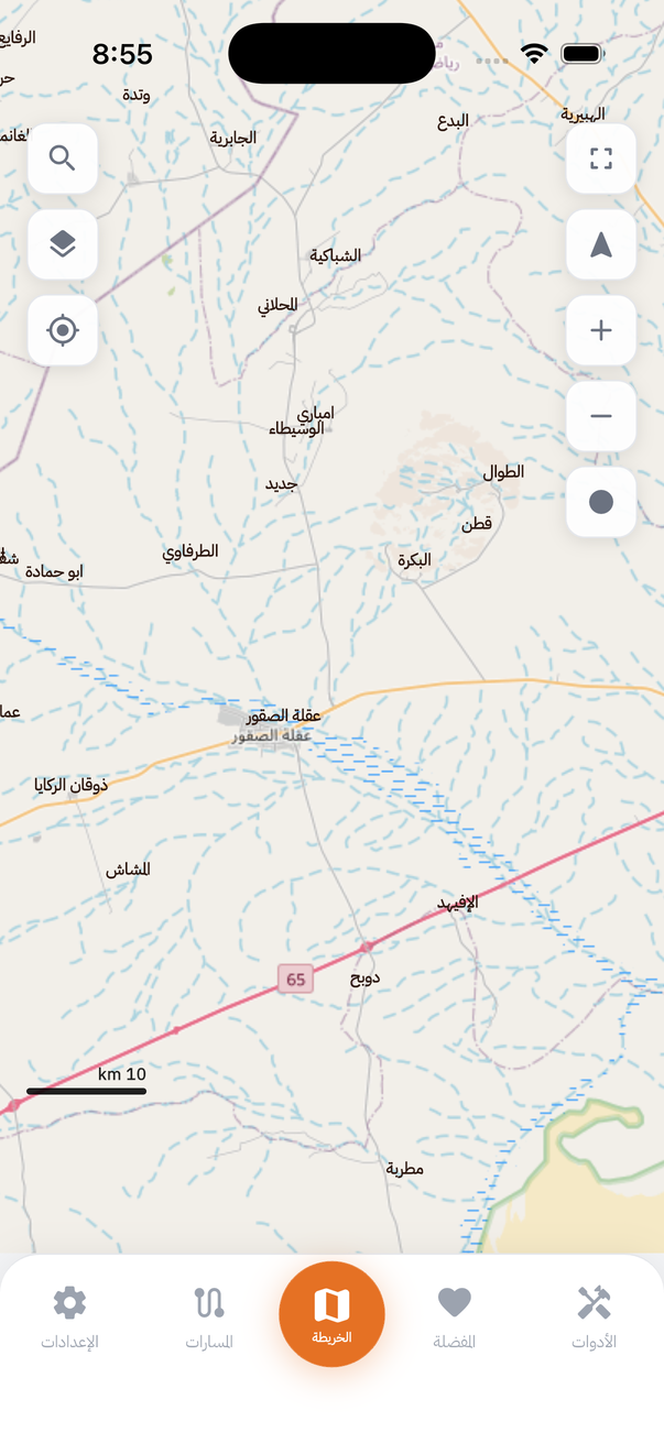 شاشة خرائط تطبيق بران